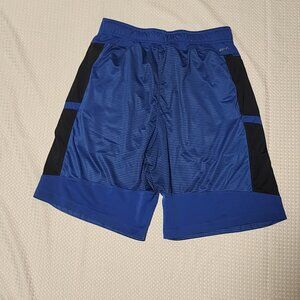 Nike Shorts Mens Medium Blue Black Swoosh Dri Fit Active Athletic 10 inch inseam